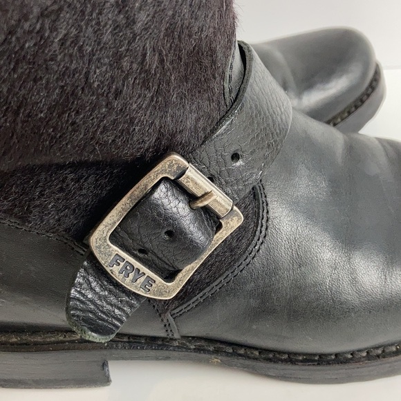 FRYE Veronica Leather Calf Hair Short Boot 6.5 Biker Western Y2K 90’s Grunge - Picture 4 of 16